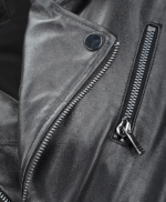 Men's Leather Biker Jacket Black Olympia