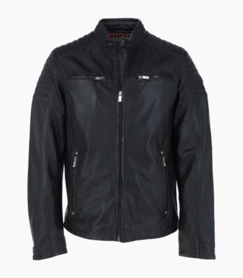 Men's Leather Biker Jacket Black Oxnard