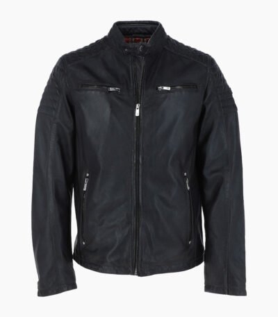 Men's Leather Biker Jacket Black Oxnard