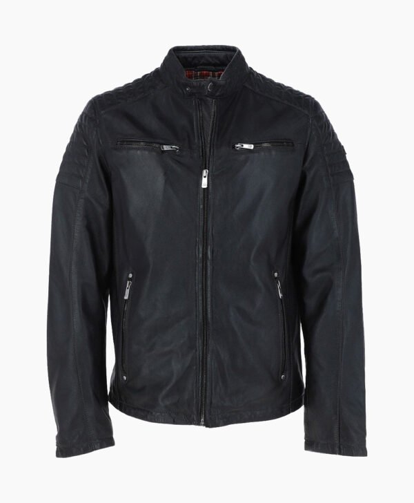 Men's Leather Biker Jacket Black Oxnard