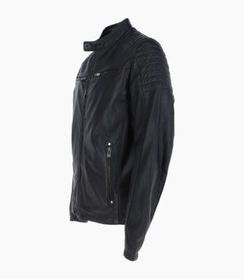 Men's Leather Biker Jacket Black Oxnard