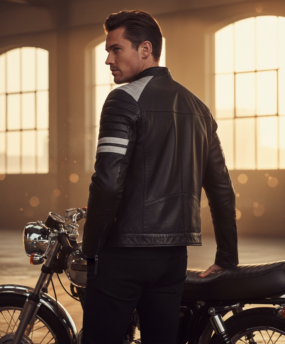 Vogue Jacket Men's Leather Biker Jacket Black Richmond Vogue Jacket Men's Leather Biker Jacket Black Richmond