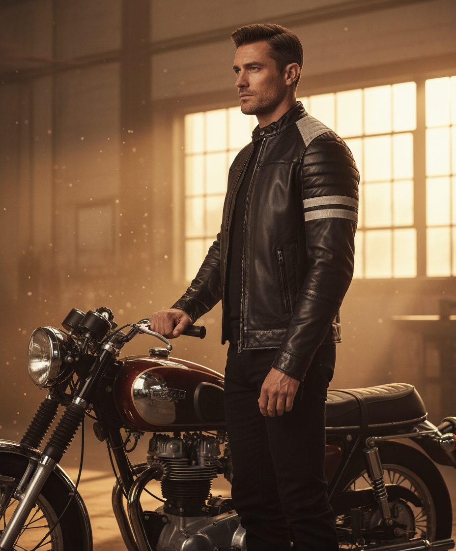 Vogue Jacket Men's Leather Biker Jacket Black Richmond Vogue Jacket Men's Leather Biker Jacket Black Richmond