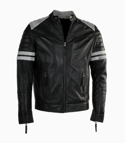 Men's Leather Biker Jacket Black Richmond