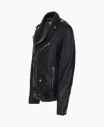 Men's Leather Biker Jacket Black Saratoga