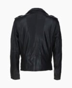 Men's Leather Biker Jacket Black Saratoga