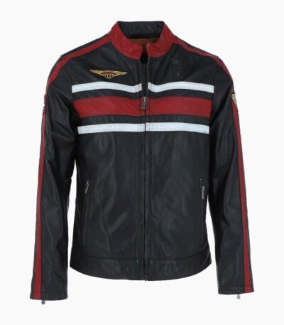 Men's Leather Biker Jacket Black Yonkers