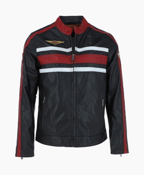 Men's Leather Biker Jacket Black Yonkers