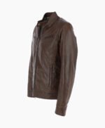 Men's Leather Biker Jacket Brown Garland