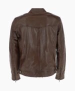 Men's Leather Biker Jacket Brown Garland