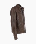 Men's Leather Biker Jacket Brown Garland
