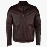 Men's Leather Biker Jacket Claret Reno