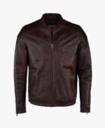 Men's Leather Biker Jacket Claret Reno
