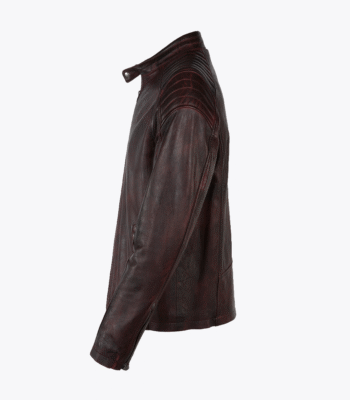 Men's Leather Biker Jacket Claret Reno