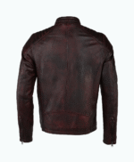 Men's Leather Biker Jacket Claret Reno