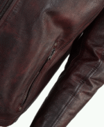 Men's Leather Biker Jacket Claret Reno