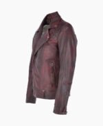 Men's Leather Biker Jacket Claret Winston