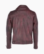 Men's Leather Biker Jacket Claret Winston