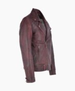 Men's Leather Biker Jacket Claret Winston
