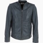 Men's Leather Biker Jacket Gray Moreno