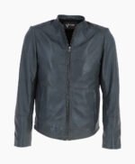 Men's Leather Biker Jacket Gray Moreno