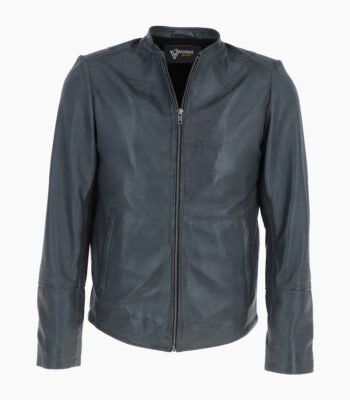 Men's Leather Biker Jacket Gray Moreno