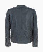 Men's Leather Biker Jacket Gray Moreno