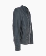 Men's Leather Biker Jacket Gray Moreno