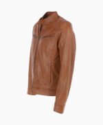 Men's Leather Biker Jacket Tan Garland
