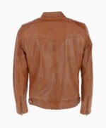 Men's Leather Biker Jacket Tan Garland
