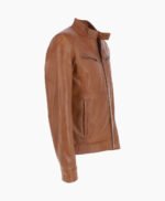 Men's Leather Biker Jacket Tan Garland