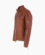 Men's Leather Biker Jacket Tan Tacoma