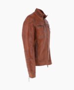 Men's Leather Biker Jacket Tan Tacoma