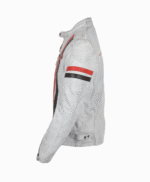 Men's Leather Biker Jacket White Fremont