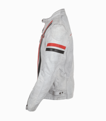 Men's Leather Biker Jacket White Fremont