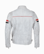 Men's Leather Biker Jacket White Fremont
