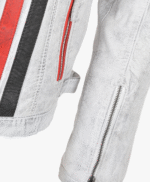Men's Leather Biker Jacket White Fremont