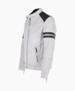 Men's Leather Biker Jacket White Richmond