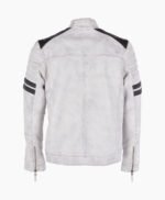 Men's Leather Biker Jacket White Richmond