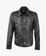 Men's Leather Shirt Jacket Black Rochester