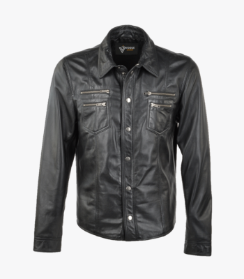 Men's Leather Shirt Jacket Black Rochester