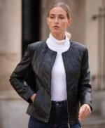 Women's Leather Jacket Black Cordova