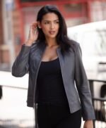 Women's Leather Jacket Grey Cordova