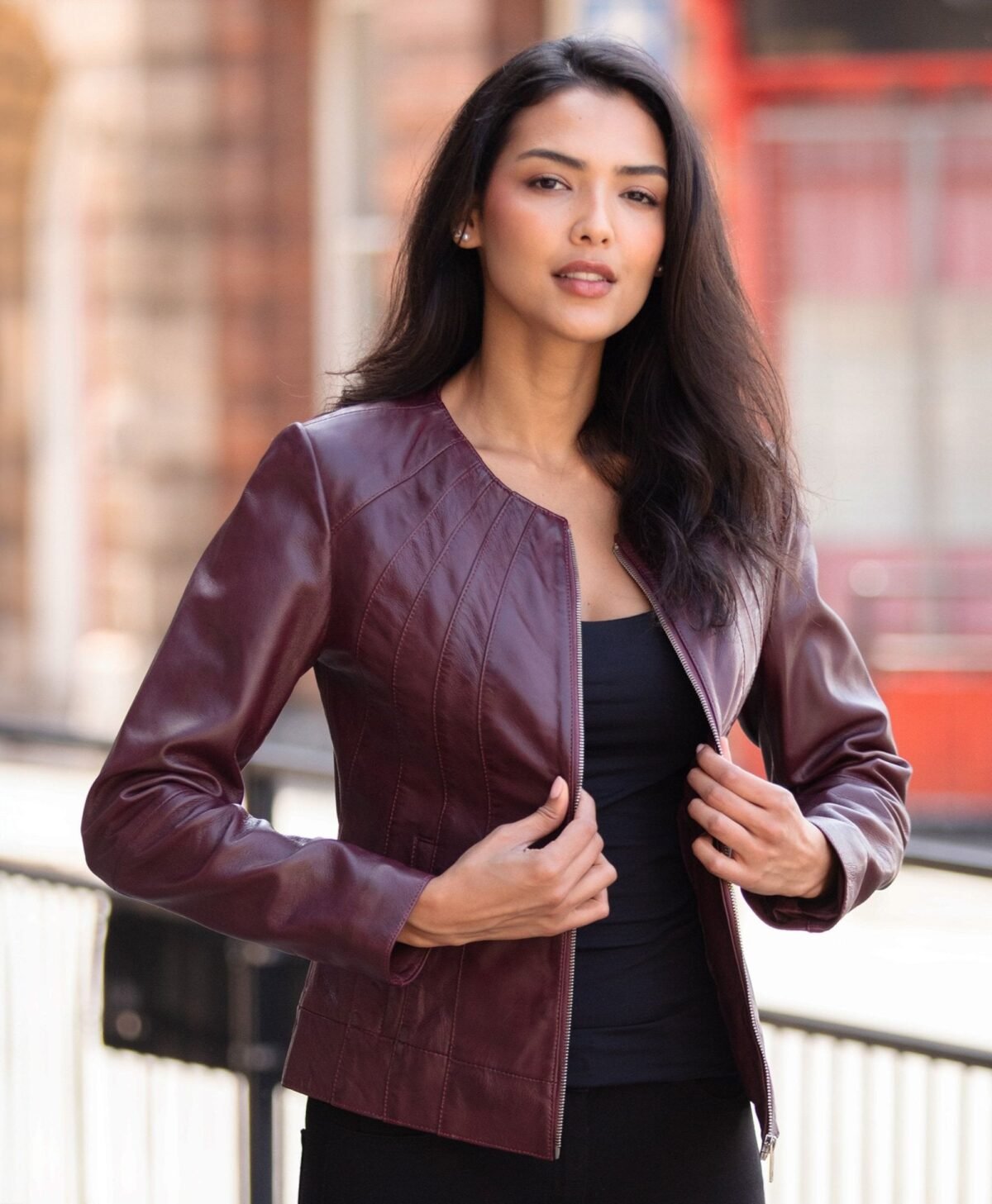 Women's Leather Jacket Maroon Cordova