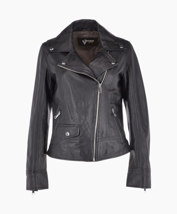 Women's Leather Biker Jacket Black Florence