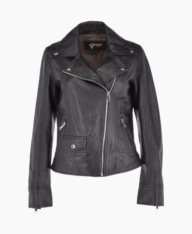 Women's Leather Biker Jacket Black Florence