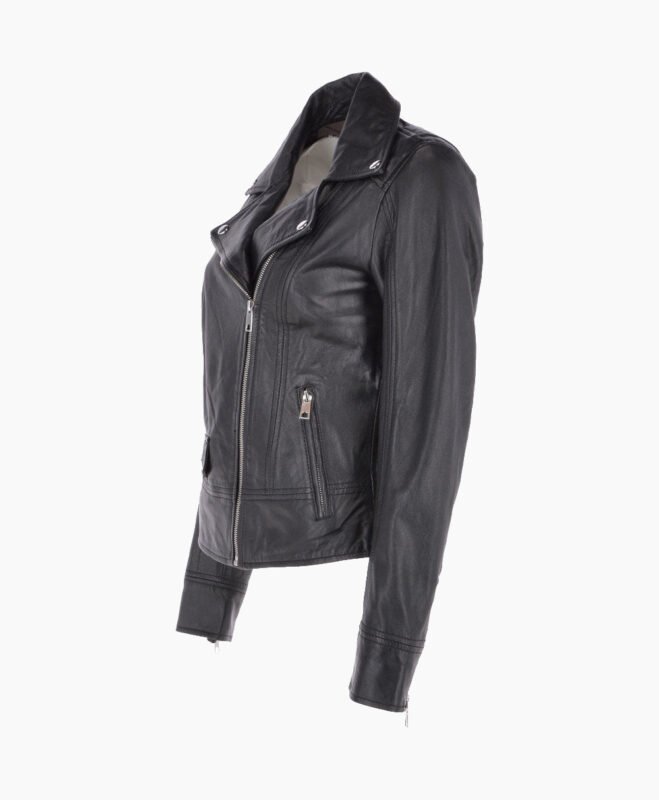 Women's Leather Biker Jacket Black Florence