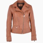 Women's Leather Biker Jacket Tan Florence