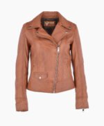 Women's Leather Biker Jacket Tan Florence