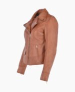 Women's Leather Biker Jacket Tan Florence